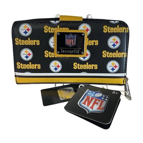 Loungefly NFL Pittsburgh Steelers Logo Zip Around Wallet - Clutch Purse - Picture 3 of 6